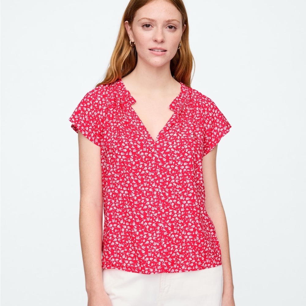 Floral Red Women's Top Gap Factory Large